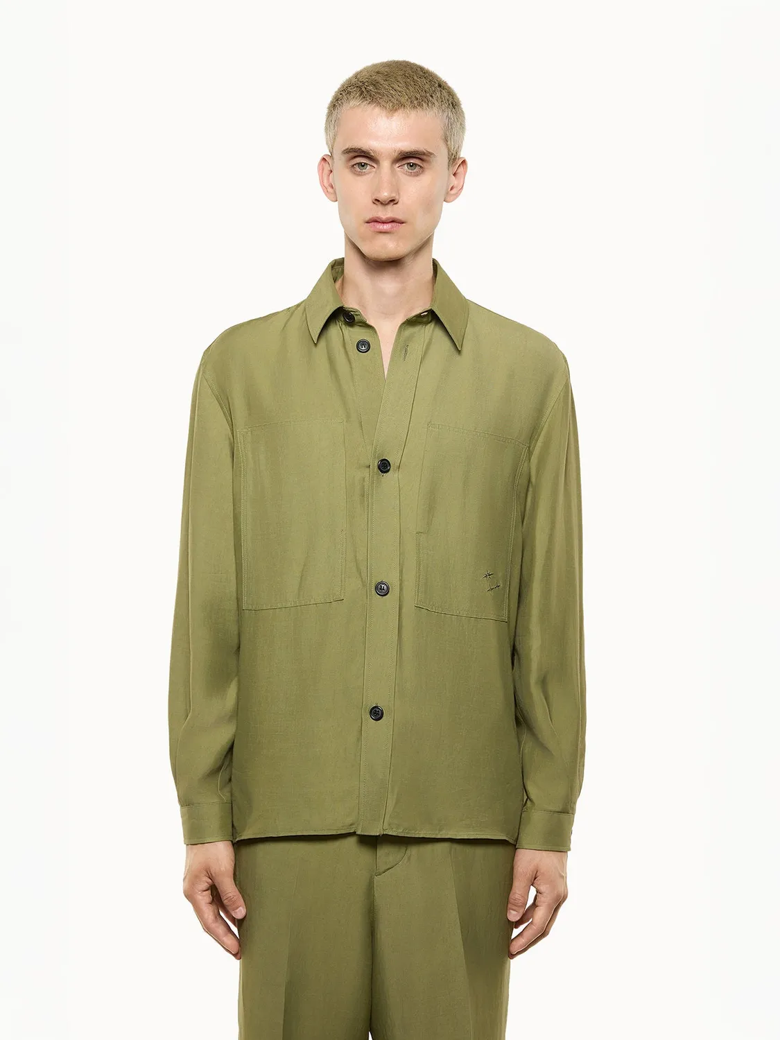 Laneus Overshirt Cancun skjortejakke military green hør