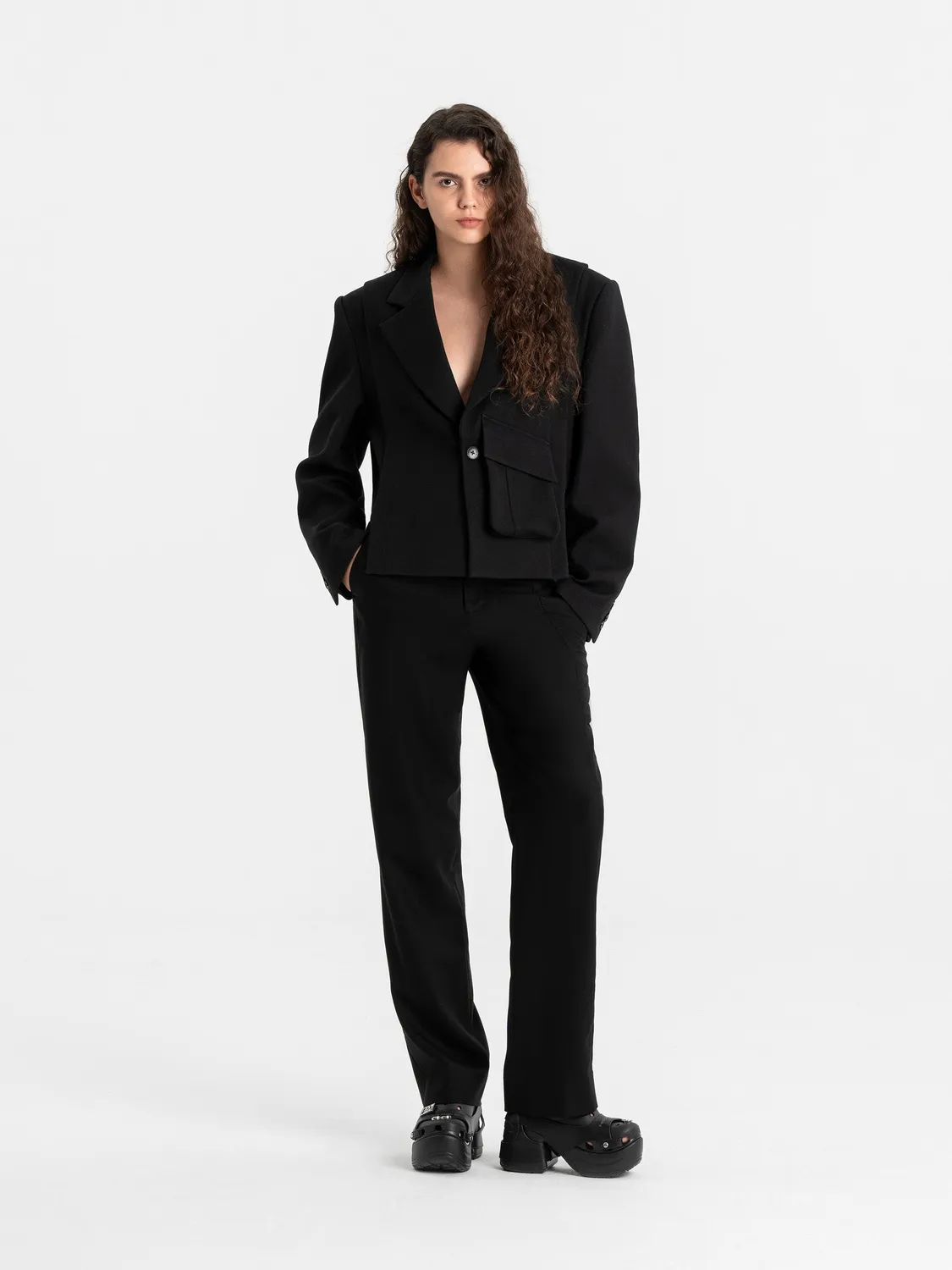 Feng Chen Wang Deconstructed Crop jakke cropped dame