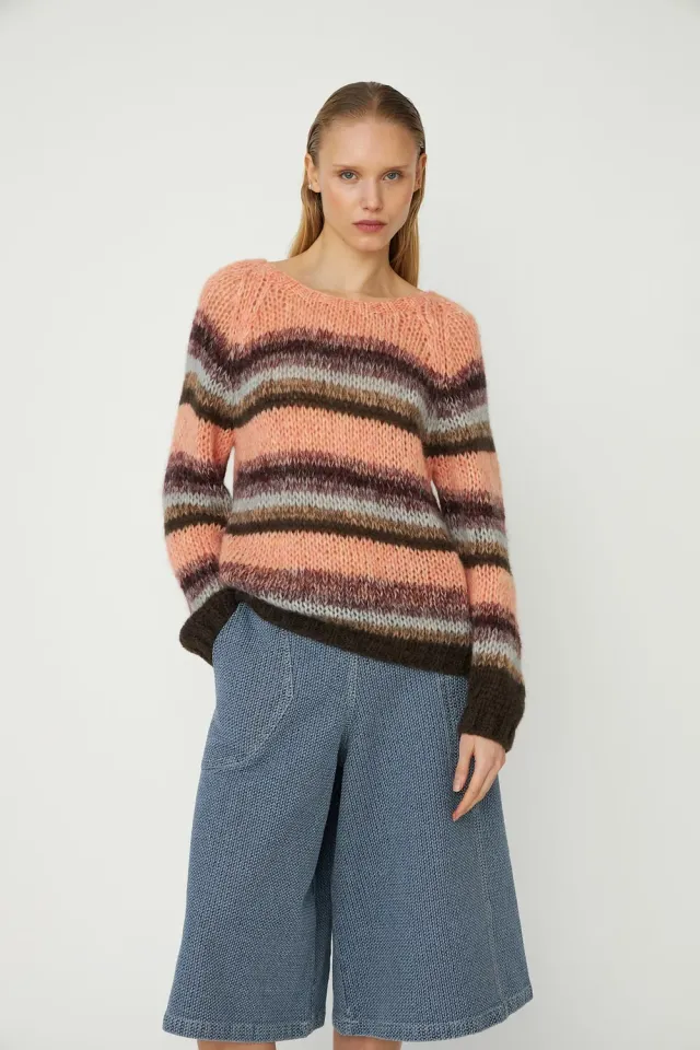 DAWNXDARE Barcelona pullover 939 lilla stribet