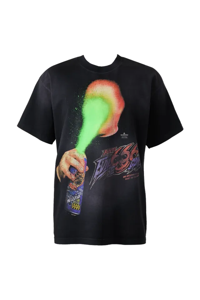 Hellstar Anti-Spray T-shirt sort bomuld stort print