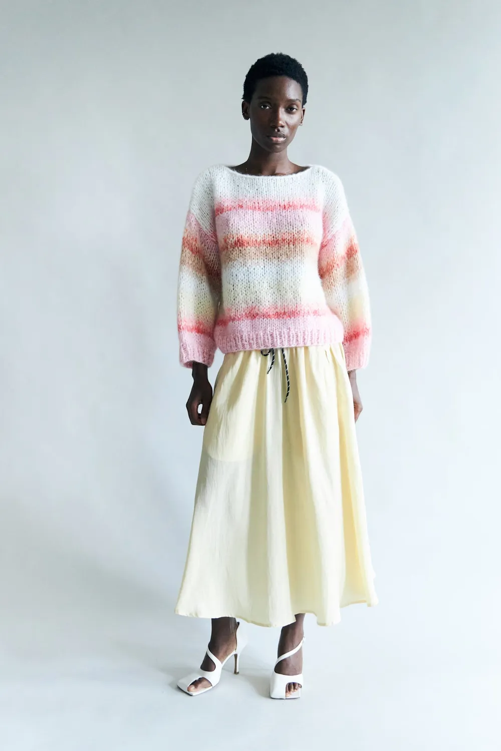 DAWNXDARE Lola 203 Pink Sun striktrøje pink stribet mohair