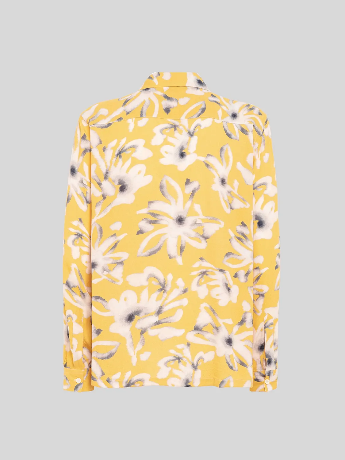 Laneus Bowling Shirt skjorte gul blomstret viskose