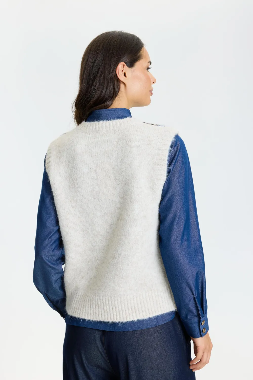 IN FRONT Lux strikvest harlequin V-hals
