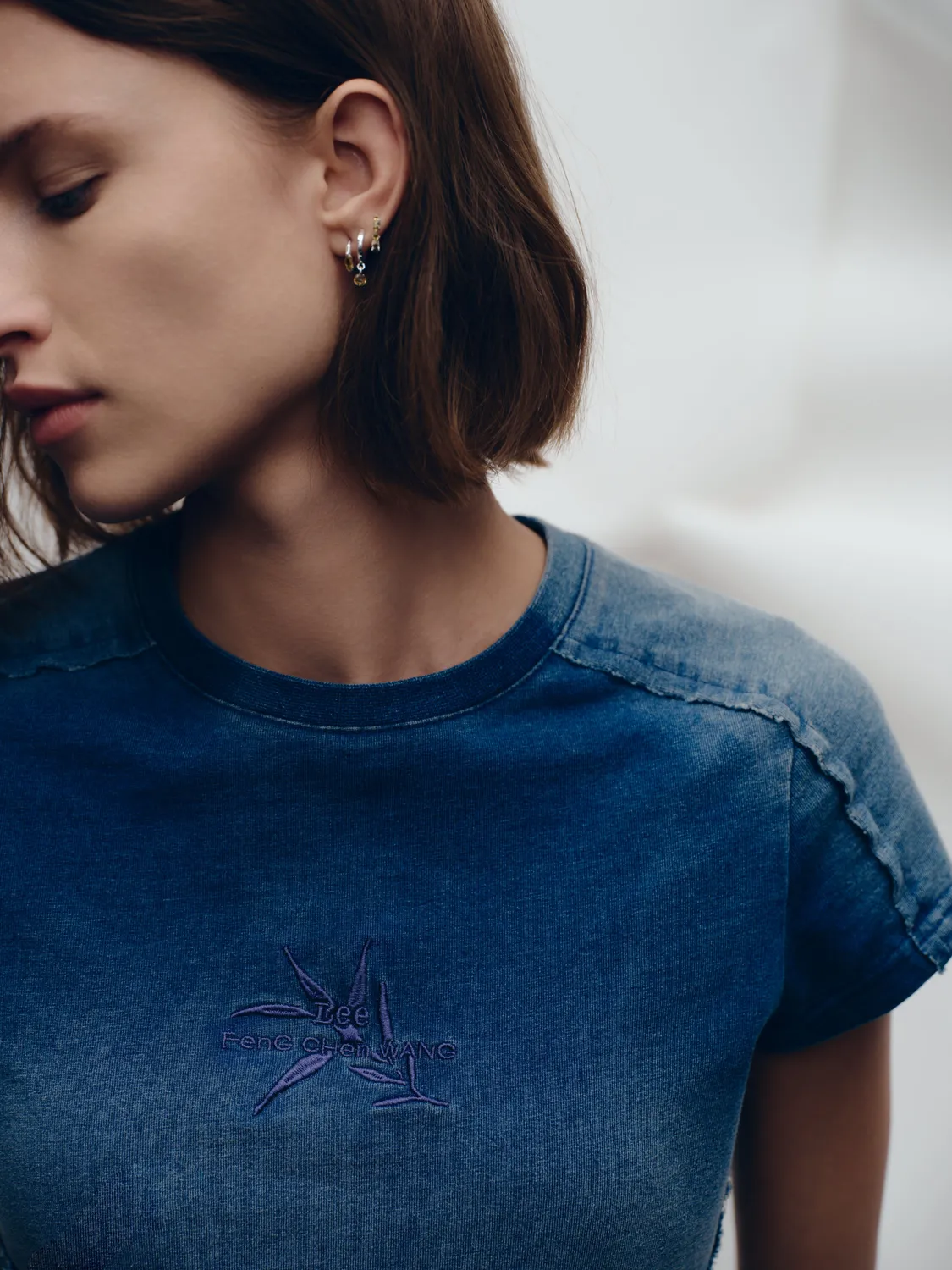 Lee x Feng Chen Wang S/S Tee T-shirt cropped indigo