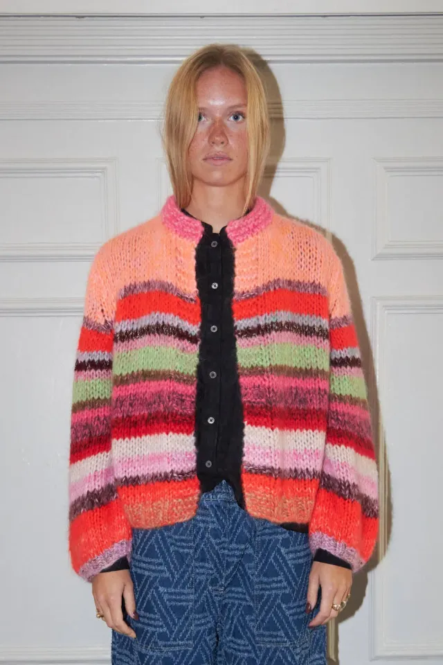 DAWNXDARE Gabi 919 Pink Multi cardigan mohair