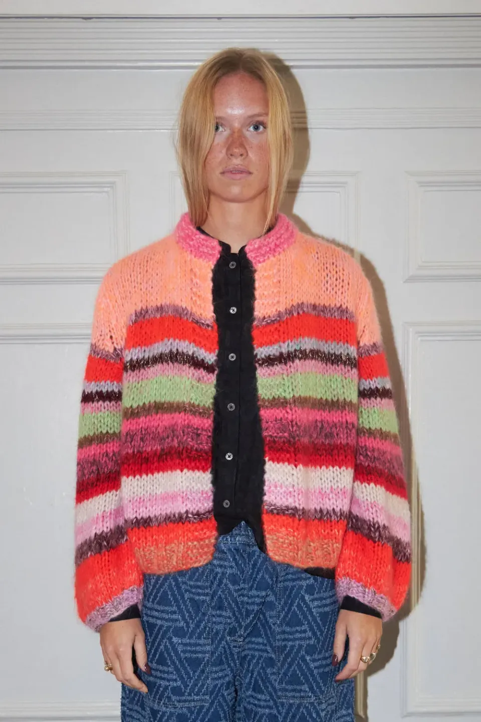 DAWNXDARE Gabi 919 Pink Multi cardigan mohair