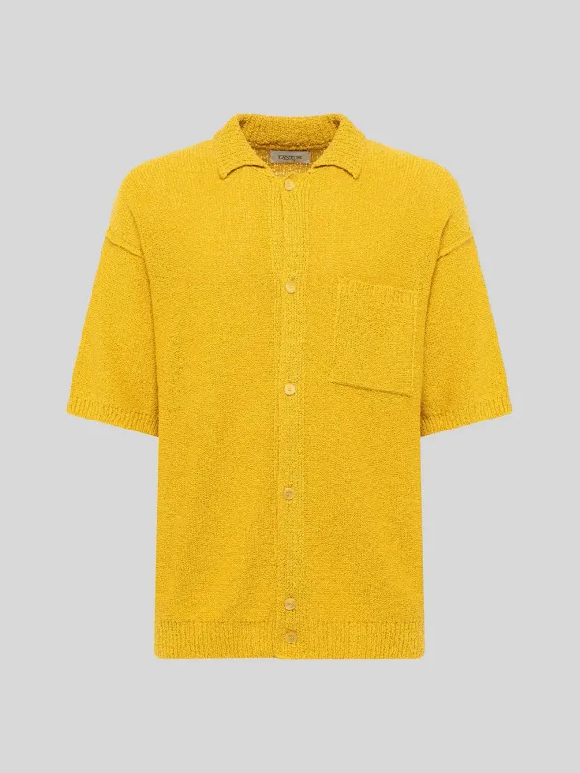 Laneus Cashmere Silk Boxy Shirt skjorte saffron strik