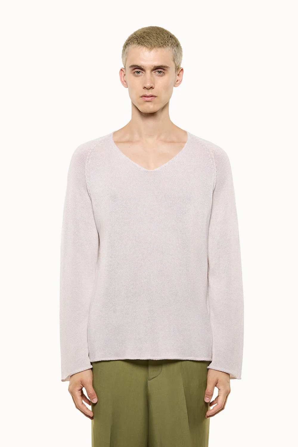 Laneus V-hals sweater BEIGE bomuld