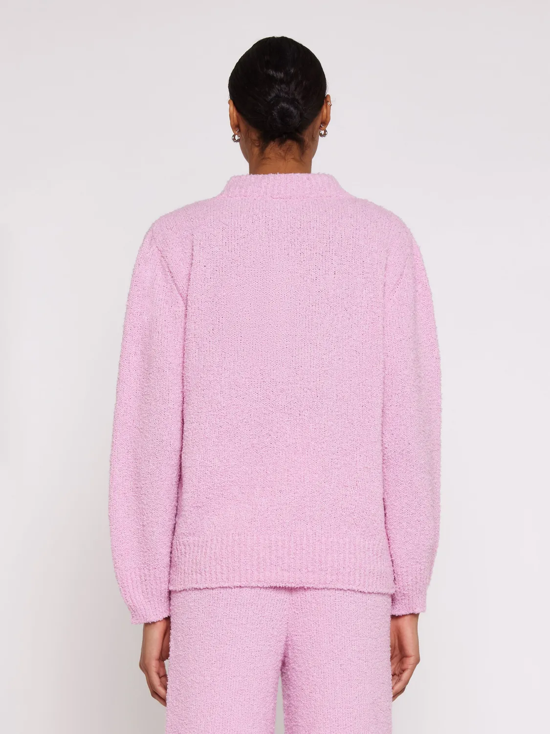 Laneus Soft V-hals striktrøje rosa uld