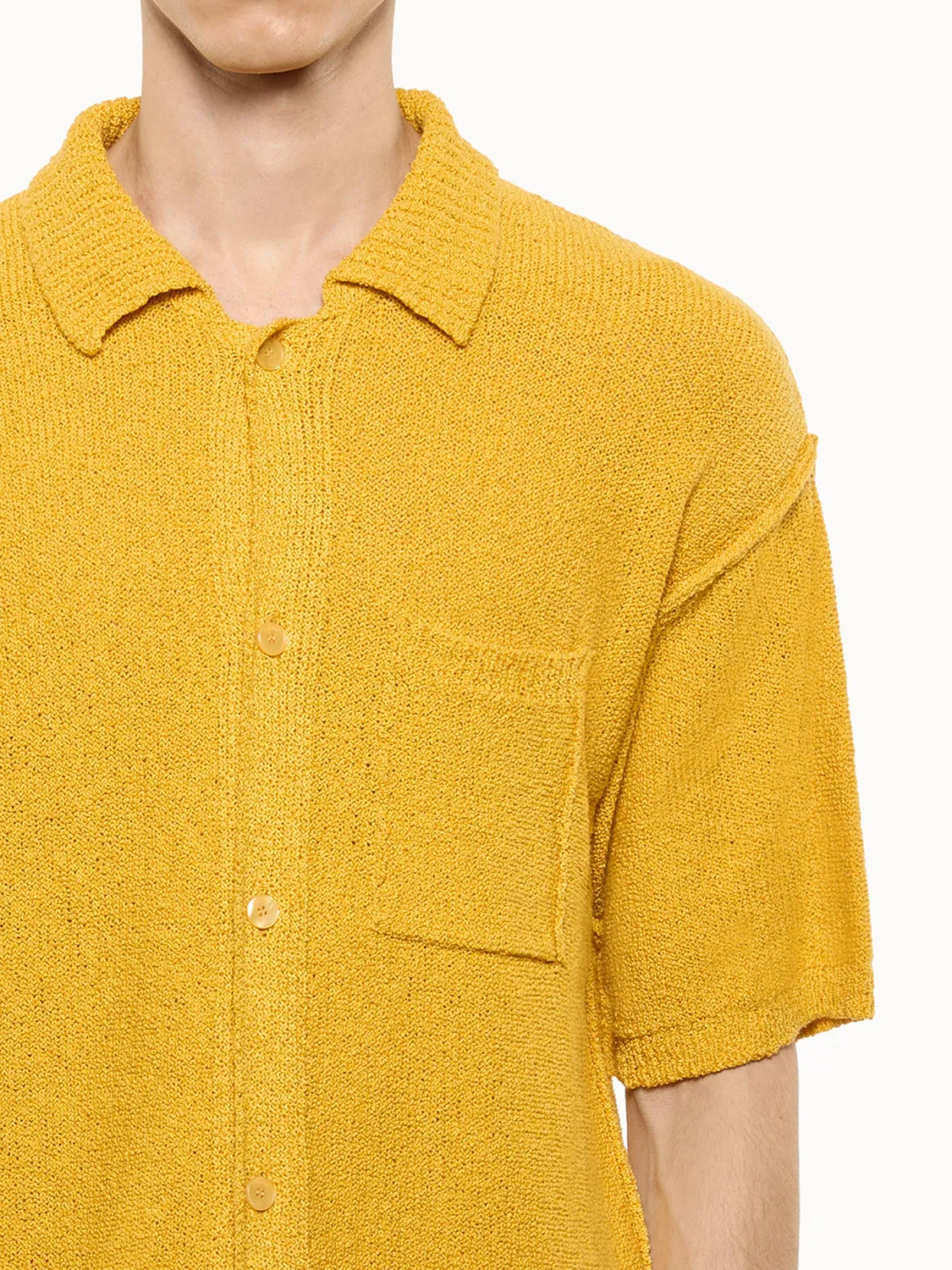 Laneus Cashmere Silk Boxy Shirt skjorte saffron strik