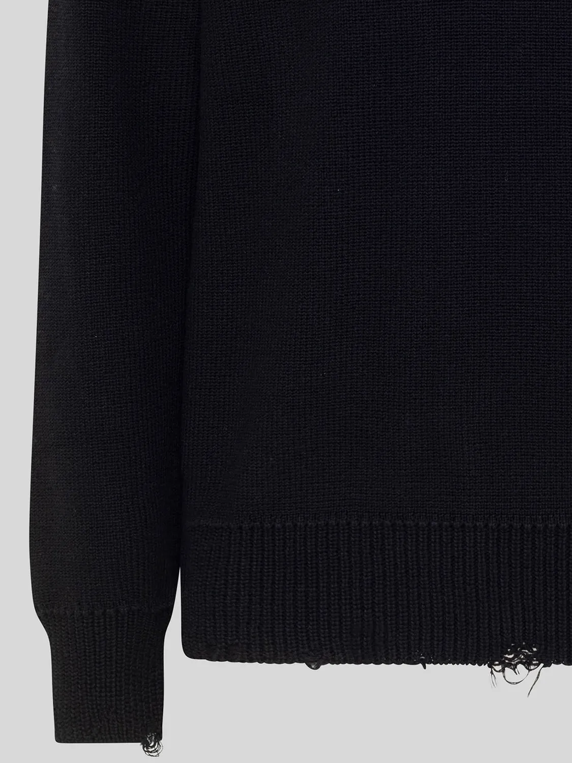 Laneus Crew Neck Sweater With Used Effect trøje sort