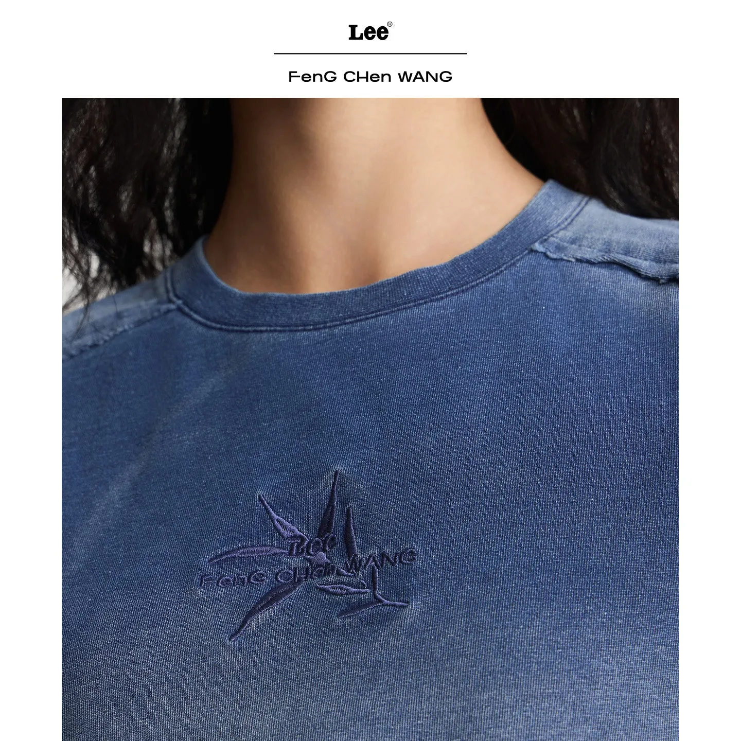 Lee x Feng Chen Wang S/S Tee T-shirt cropped indigo