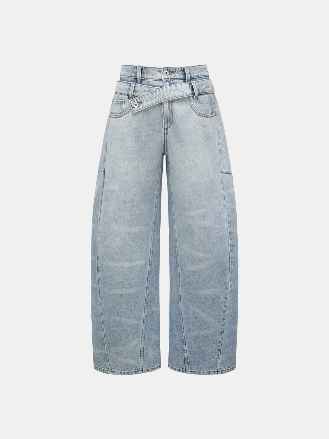 Feng Chen Wang Double Waist Denim Trousers denimbukser blå