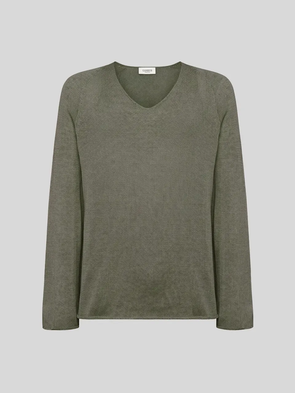 Laneus V-Neck sweater military green bomuld