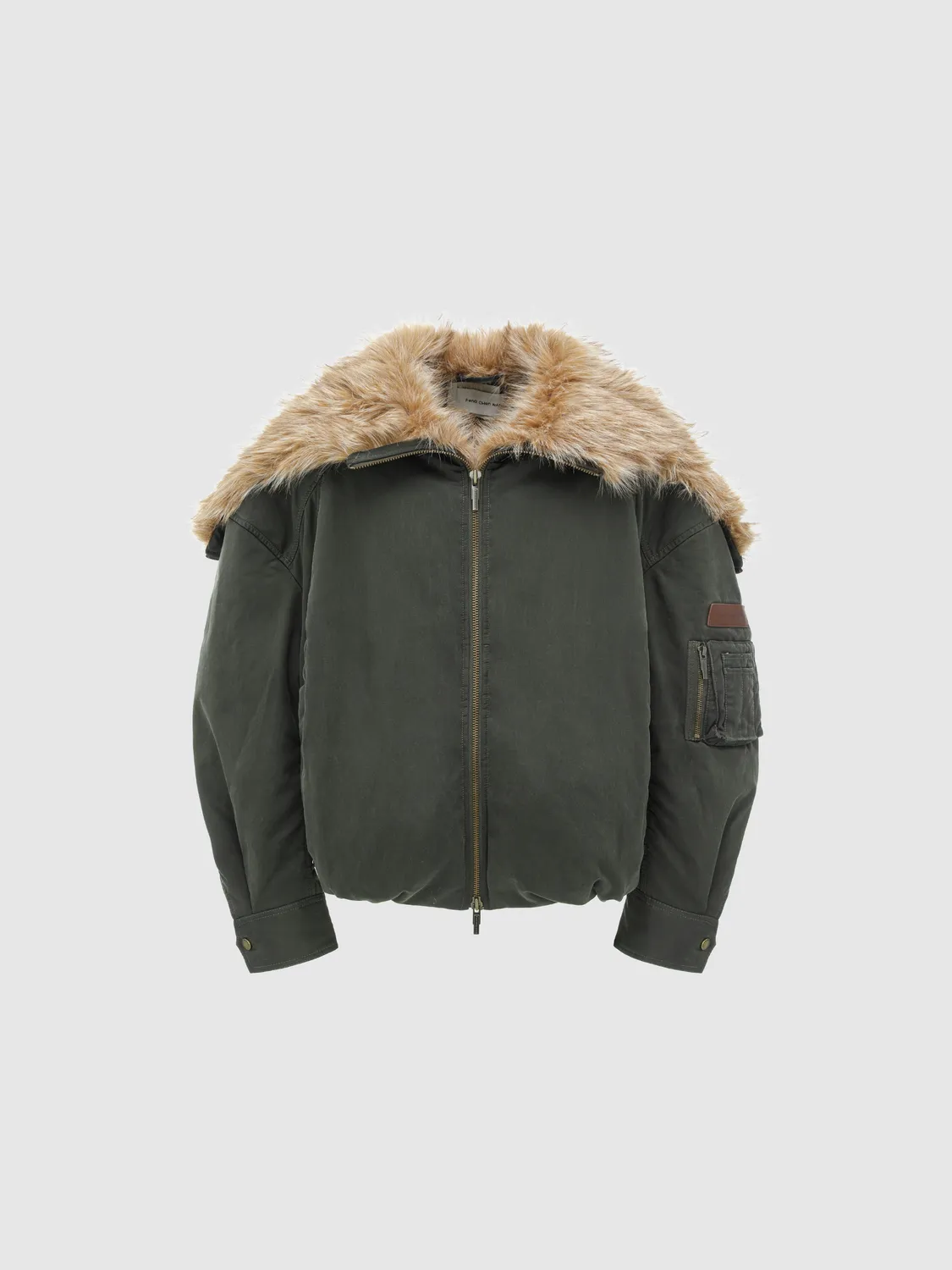 Feng Chen Wang grøn vatteret jakke teddykrave XS-XL