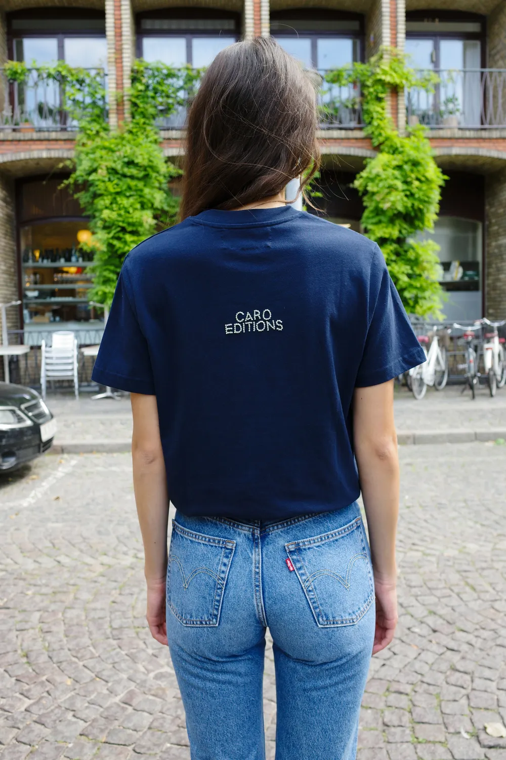 Caro Editions Freddy t-shirt navy tennis broderi økobomuld