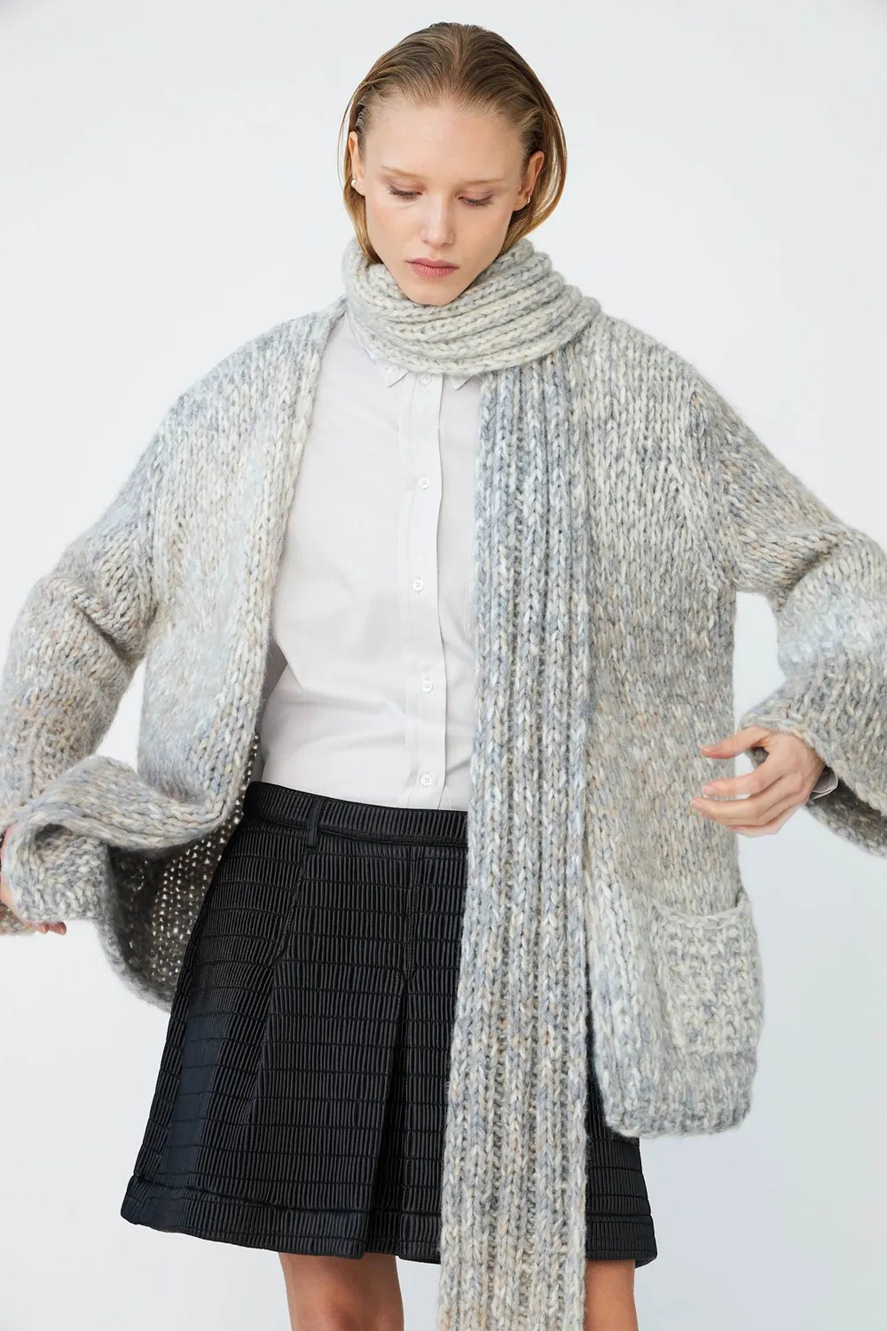 DAWNxDARE Elliot cardigan 190 cloud med lommer