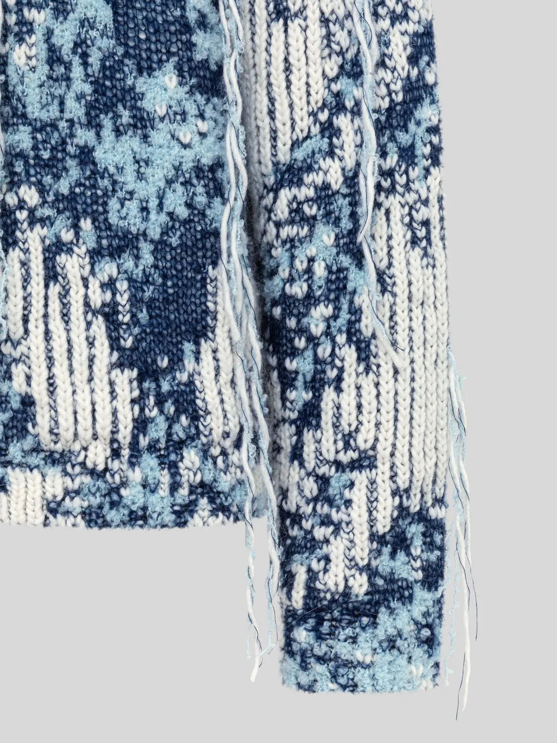 Laneus Hoodie Over in Jacquard hættetrøje blå uldblanding