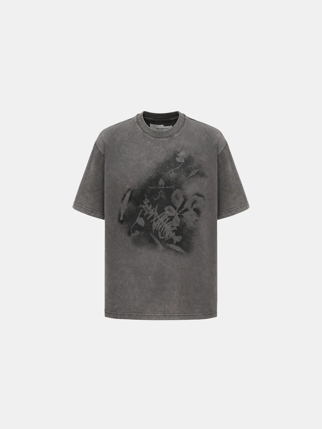 Feng Chen Wang Spray Painted Tee T-shirt mørkegrå bladprint