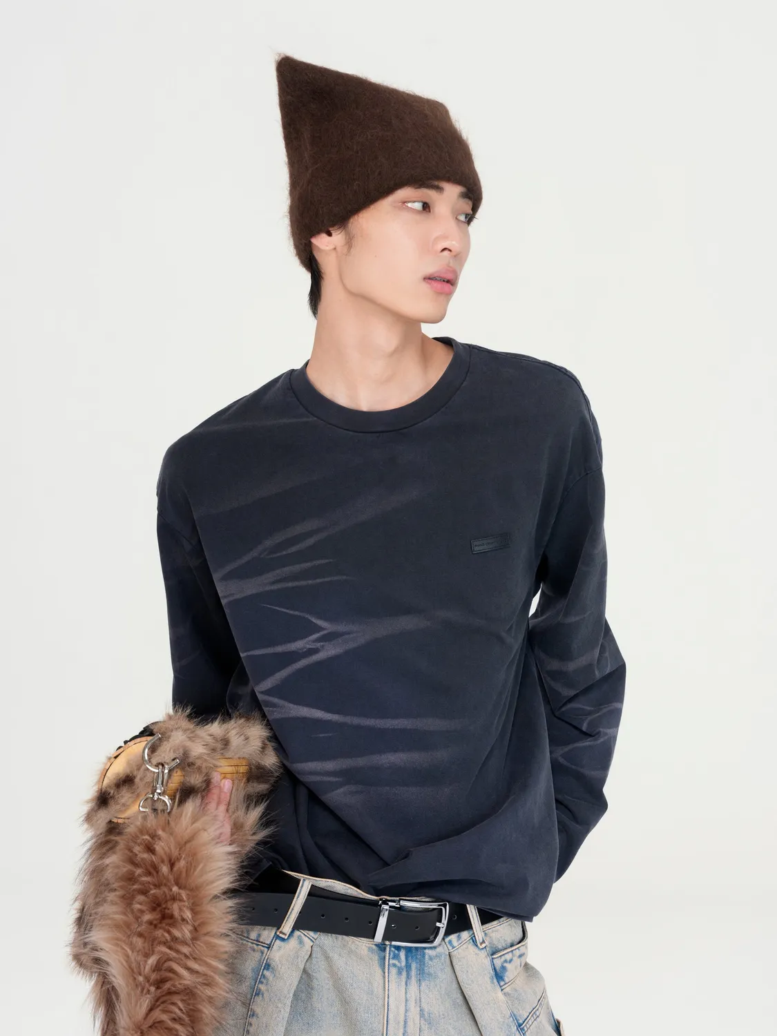 Feng Chen Wang Dark Navy langærmet t-shirt navy