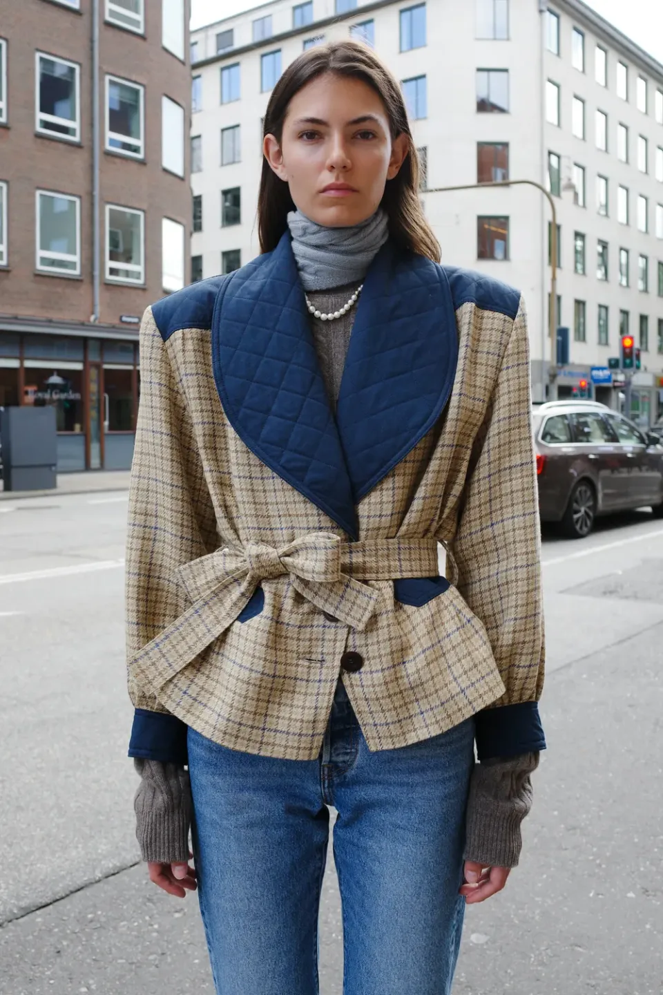 Caro Editions Frederikke jakke beige ternet uld