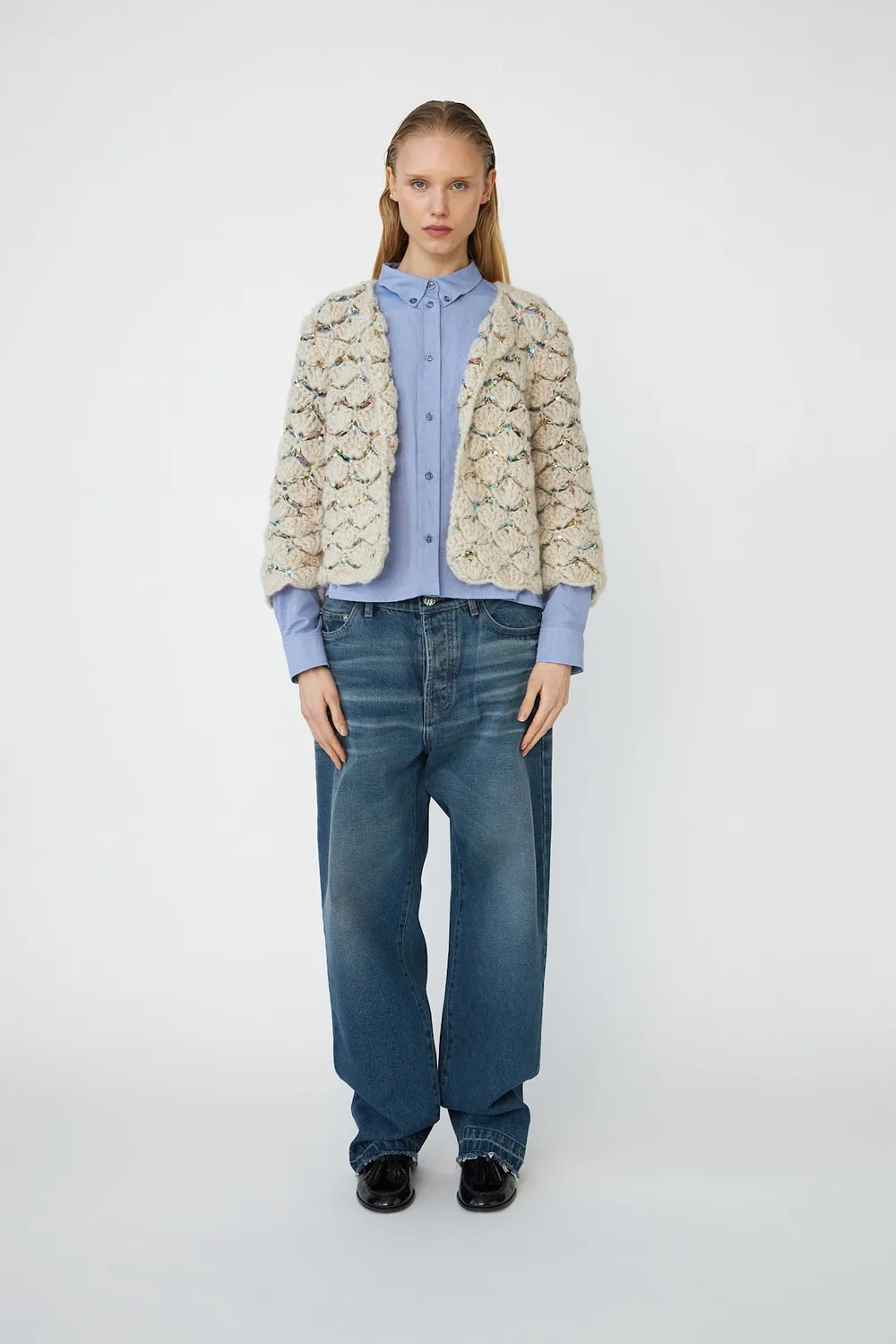 DAWN x DARE Ginza cardigan 900 multi hæklet bomuld