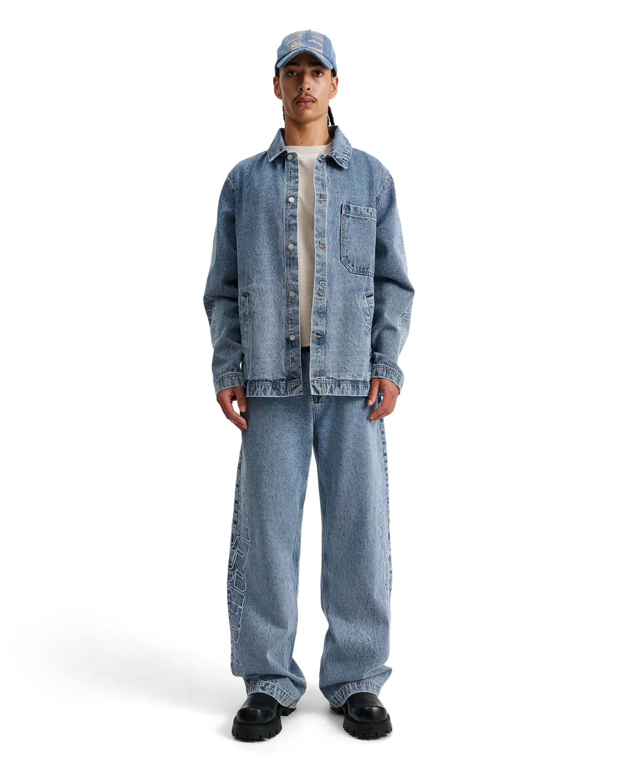 Alis Koston kasket Washed Light Blue broderi