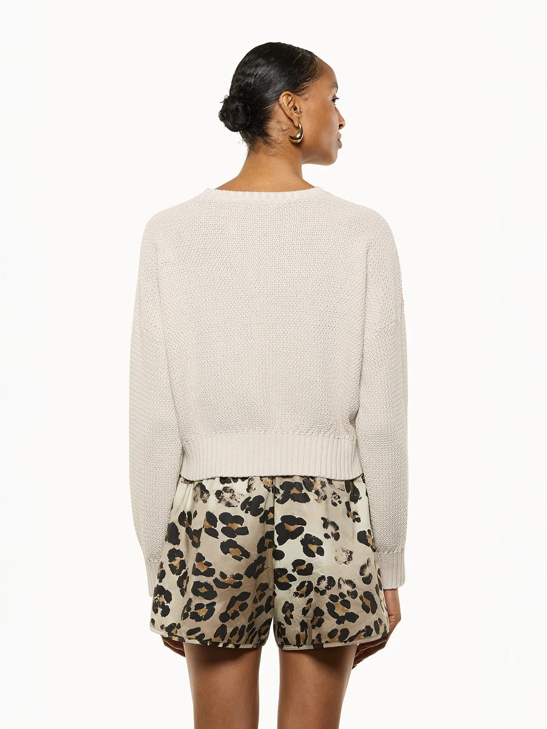 Laneus Crew Neck Boxy Fit striktrøje cream bomuld