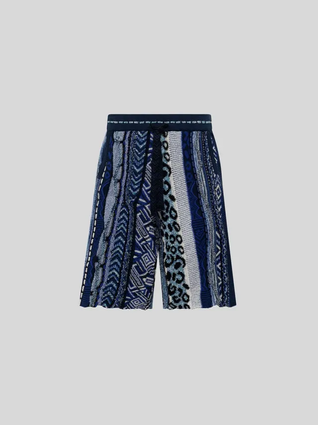 Laneus Multi-Thread Jacquard bermudashorts blå bomuld