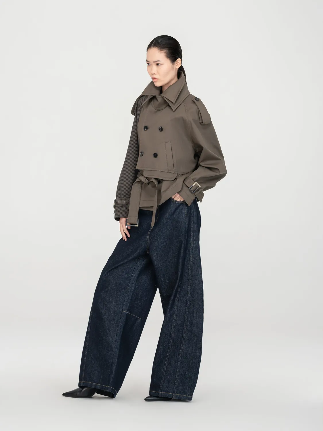 Feng Chen Wang Deconstructed Short trenchcoat bælte dame