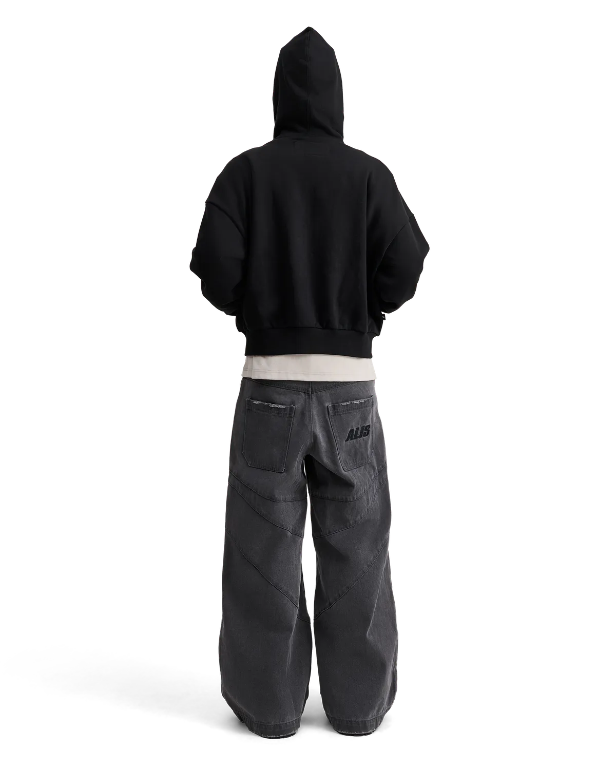 Alis Shen Cropped zip-hoodie sort bomuld