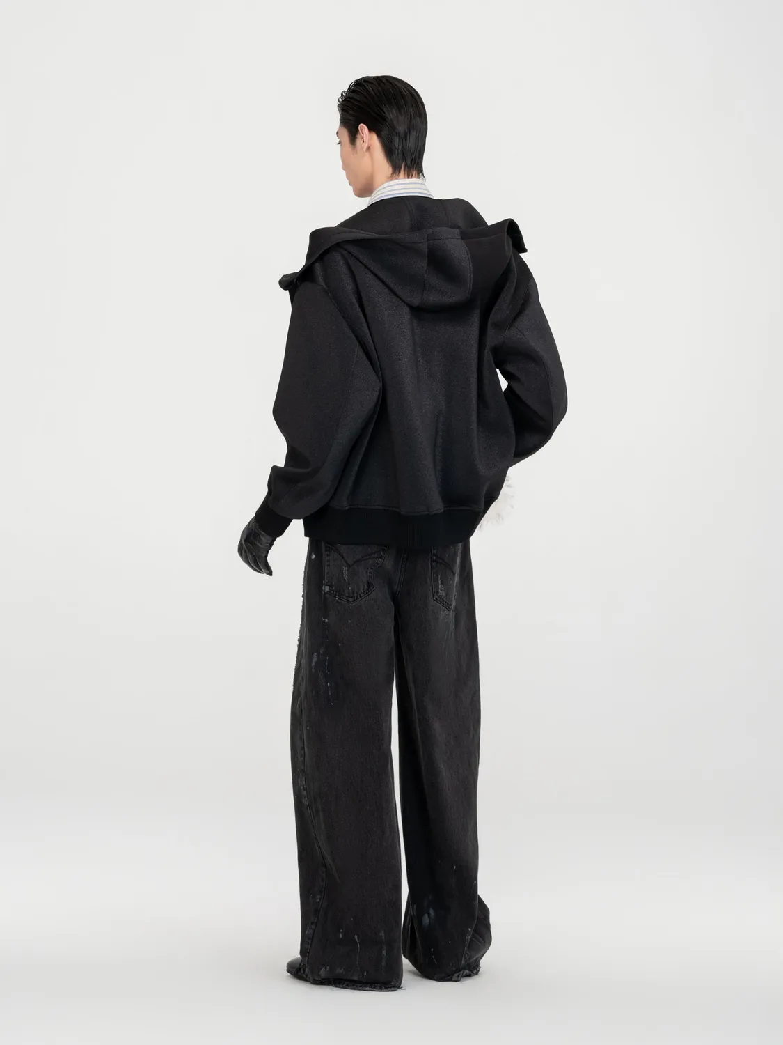 Feng Chen Wang Black Subtle Shimmer hoodie S-M-L
