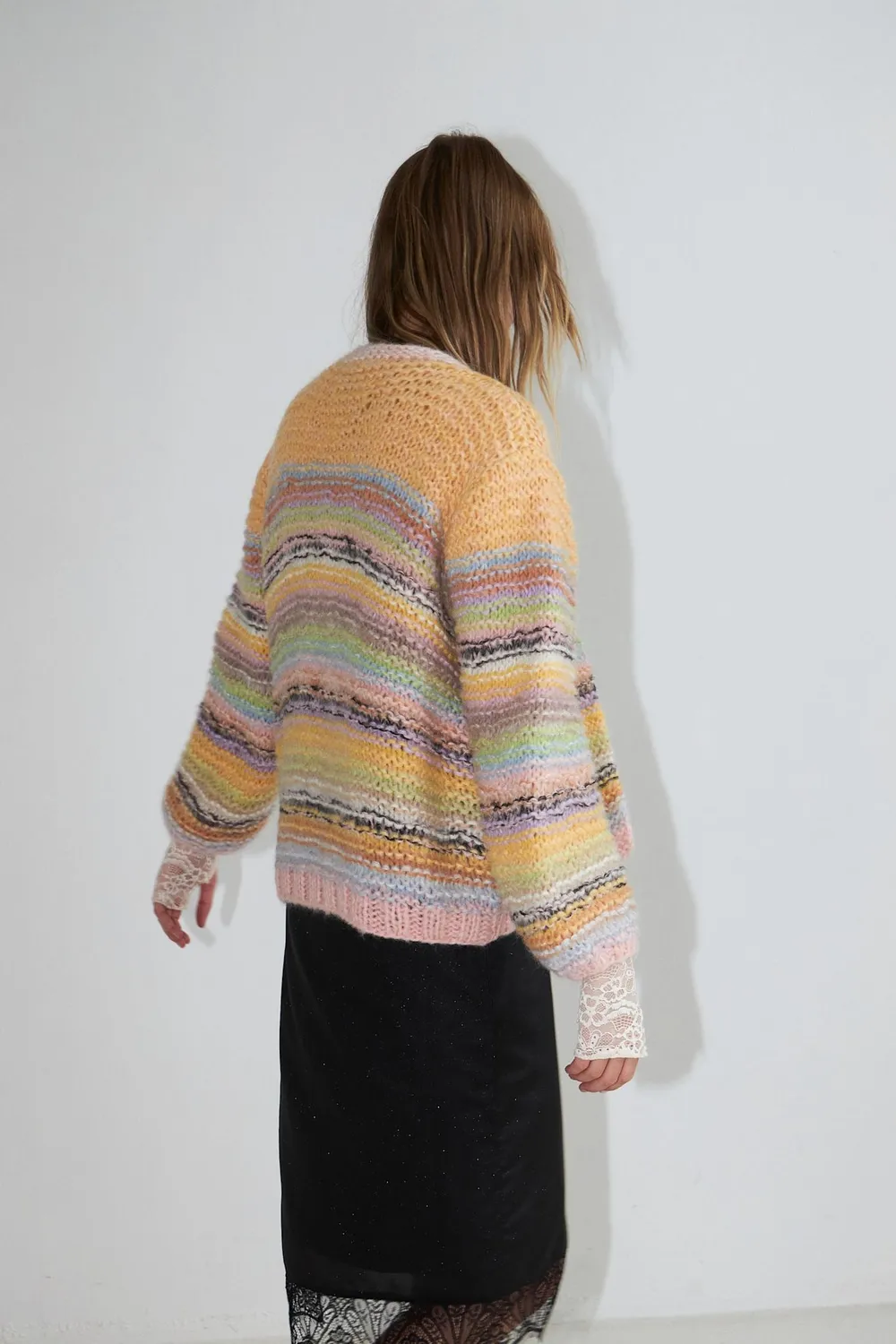 DAWNXDARE Gabi cardigan 970 Pastel Multi stribet mohair