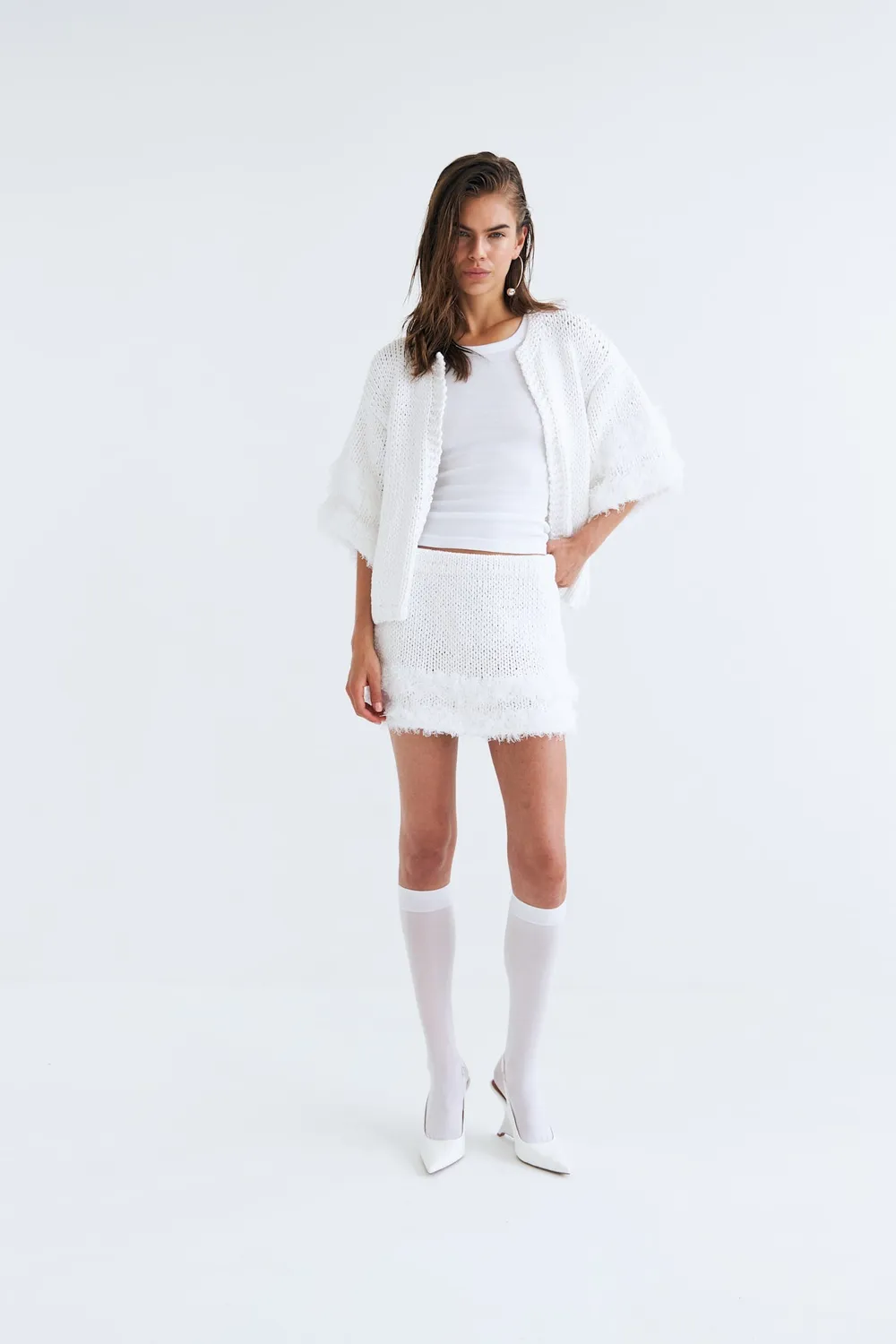 DAWNXDARE Bellisima 101 White strikcardigan