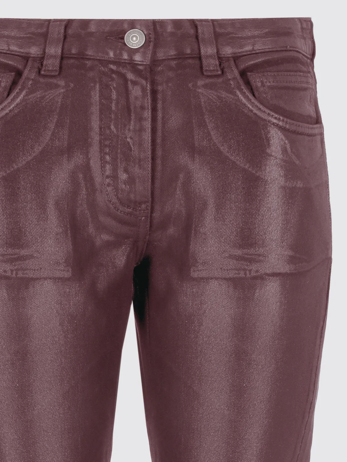 Laneus Coated Jeans Bordeaux Slim Læderlook