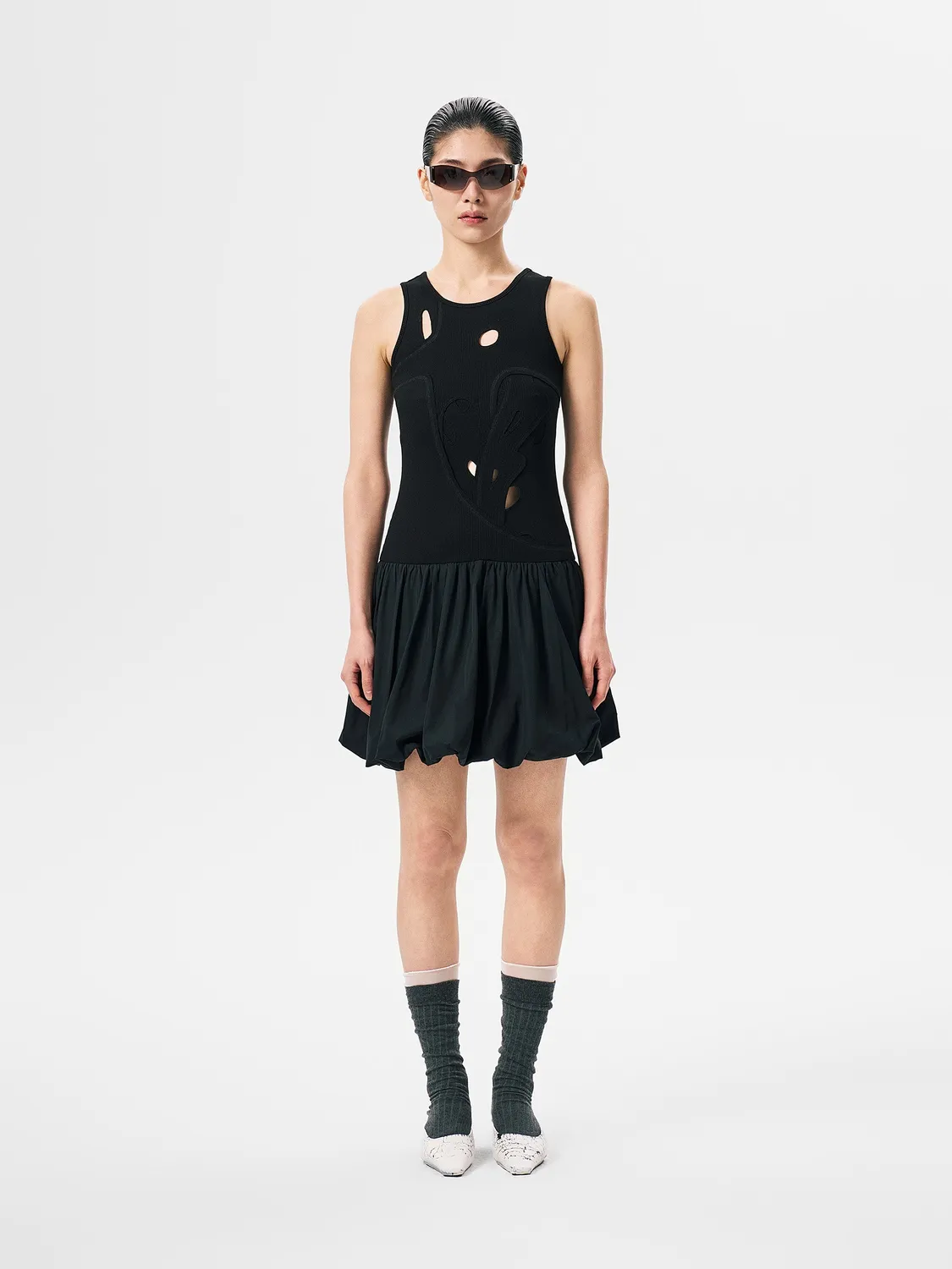 Feng Chen Wang Ribbed Jersey kjole cut-out tulip