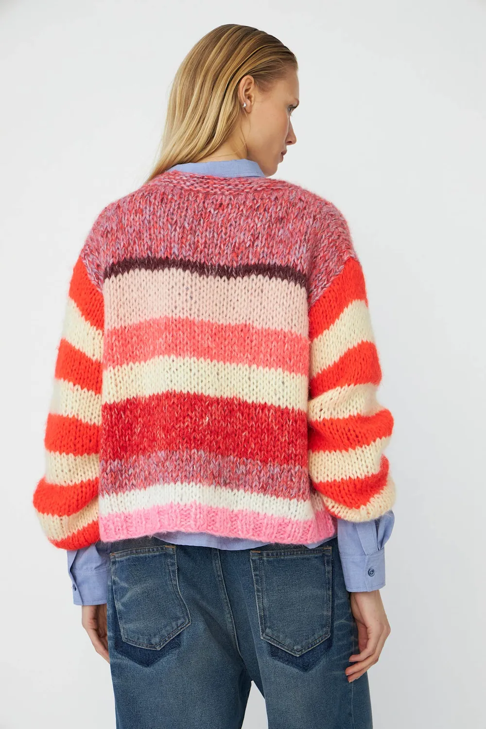 DAWNXDARE GABI 321-253 cardigan 935 rød-pink stribet