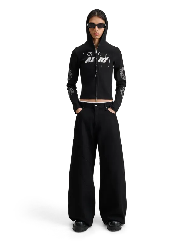 Alis Danie barrel jeans solid black bomuld