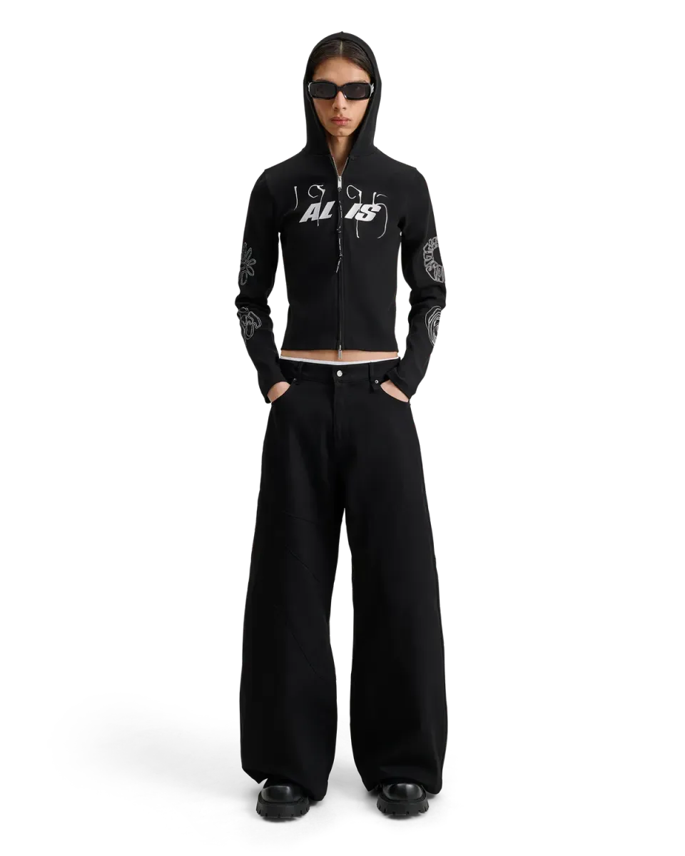 Alis Danie barrel jeans solid black bomuld
