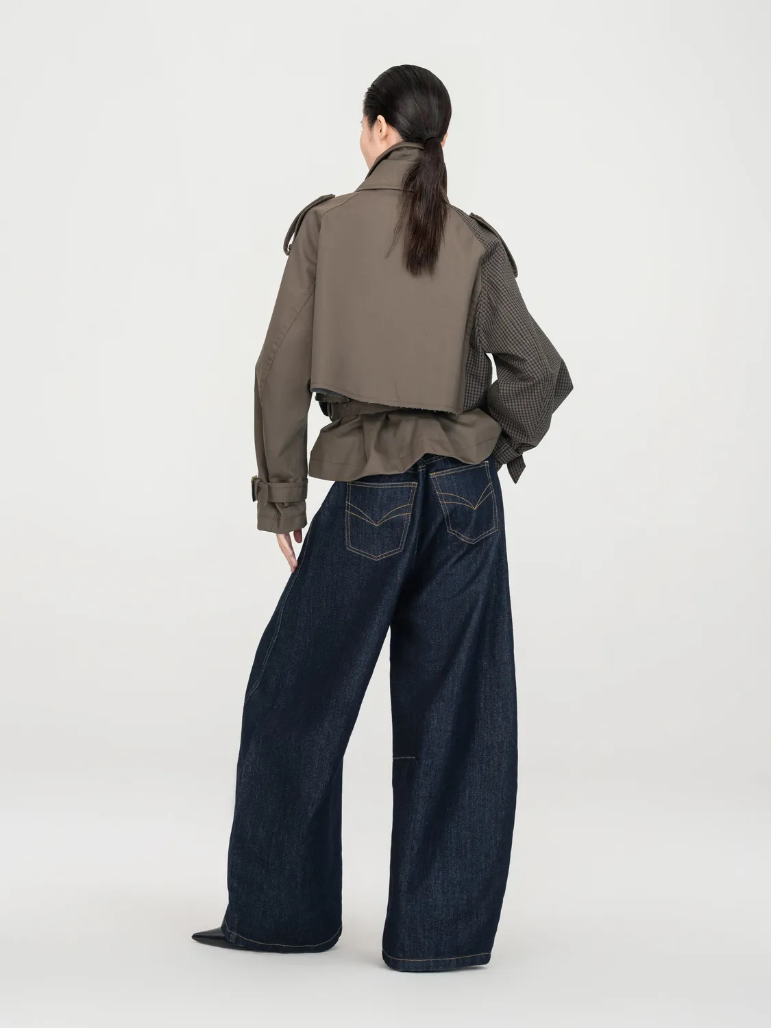 Feng Chen Wang Navy Glitter Denim Pants jeans navy