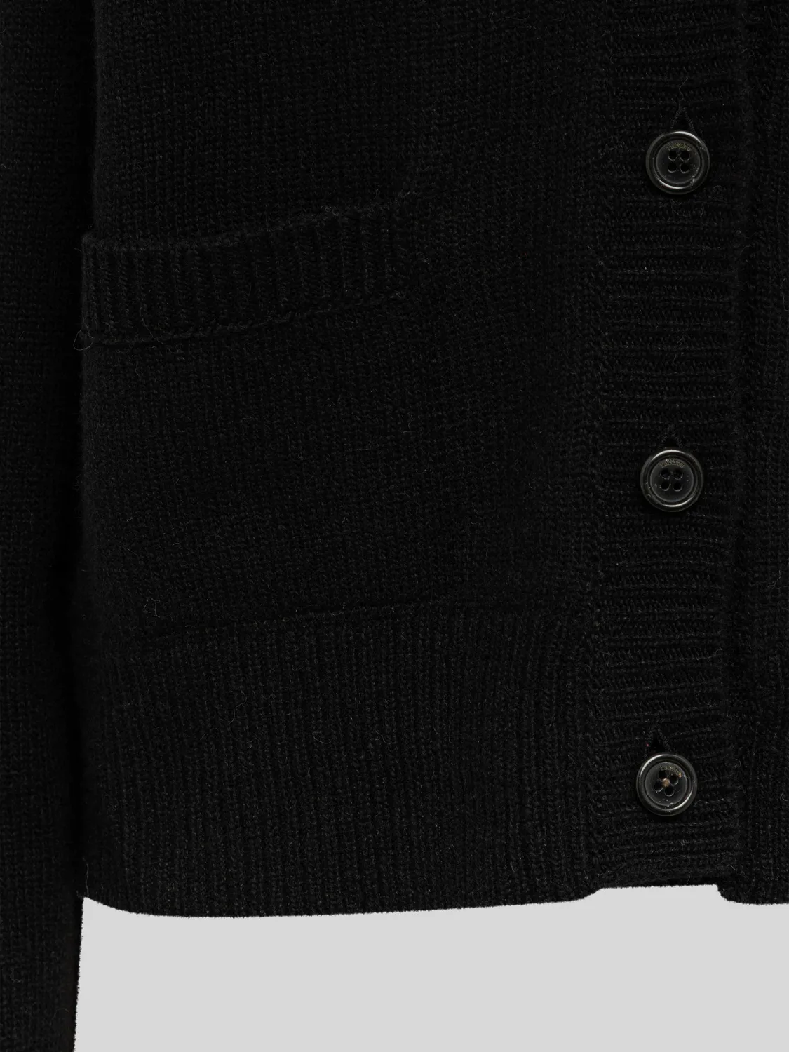 Laneus plain knit cardigan uld cashmere sort