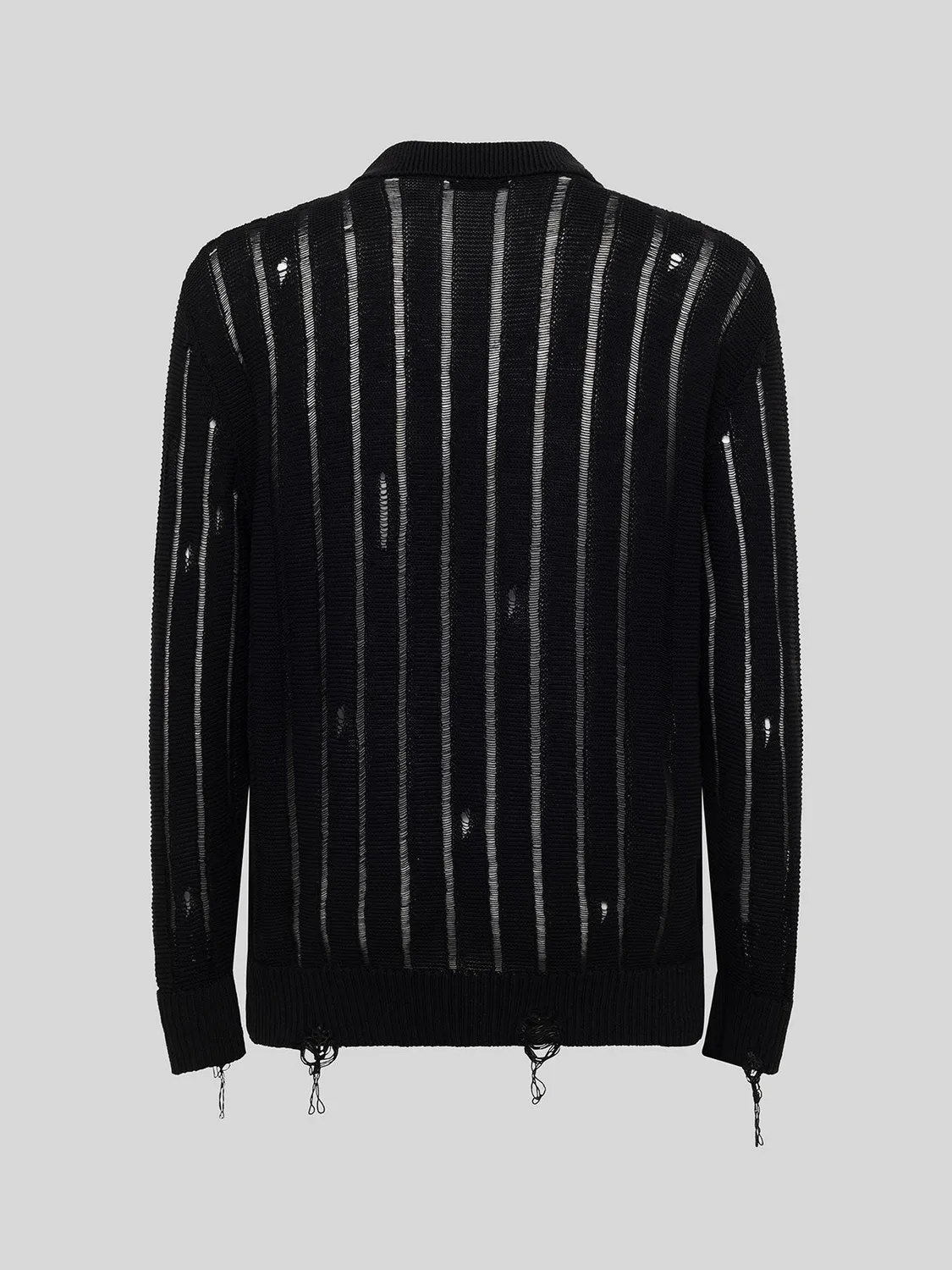 Laneus Knitted Polo polotrøje sort økologisk bomuld
