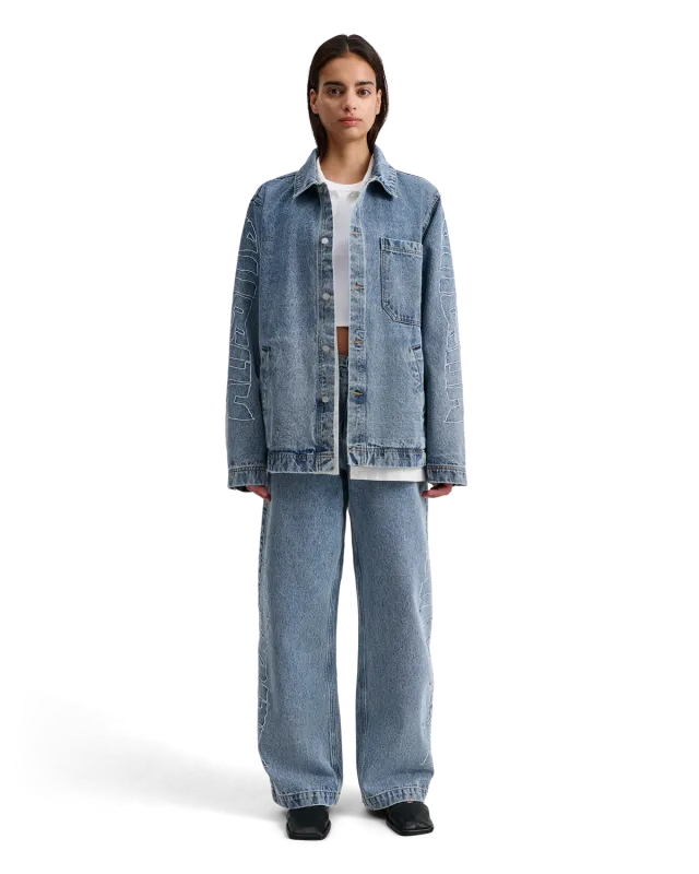 Alis Viren worker jakke Washed Light Blue bomuld