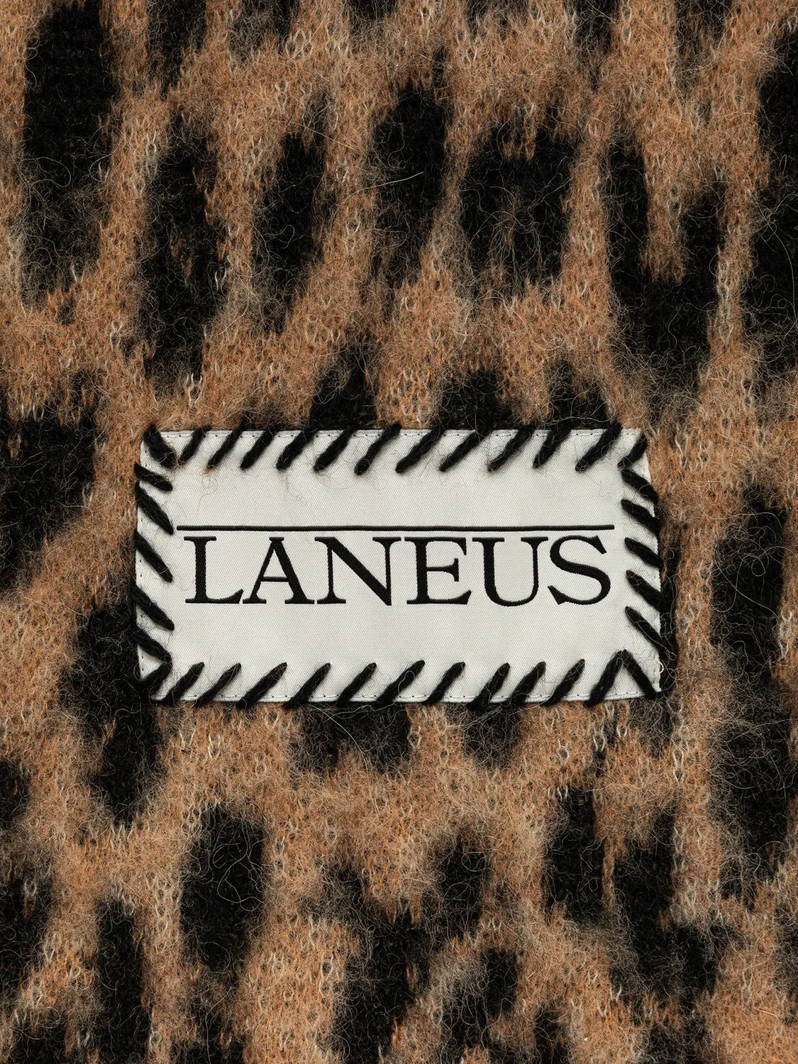 Laneus Brushed Leopard Print tørklæde natural uldmix