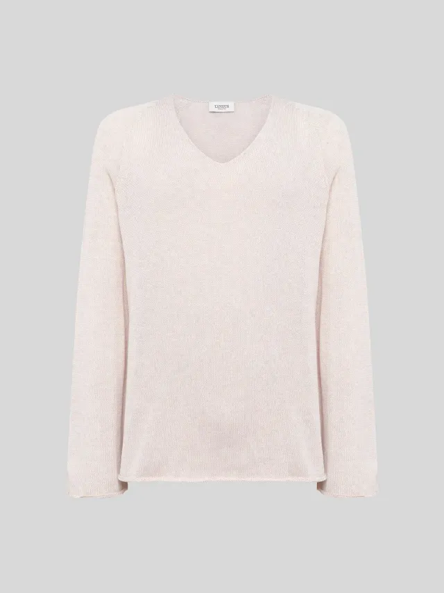 Laneus V-hals sweater BEIGE bomuld