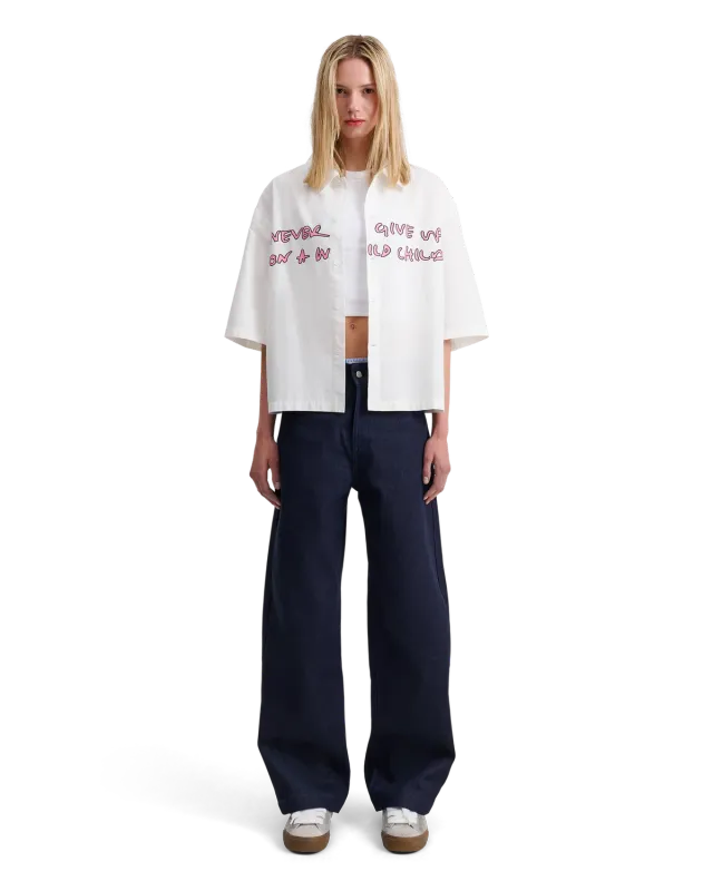 Alis Theotis cropped skjorte off white print