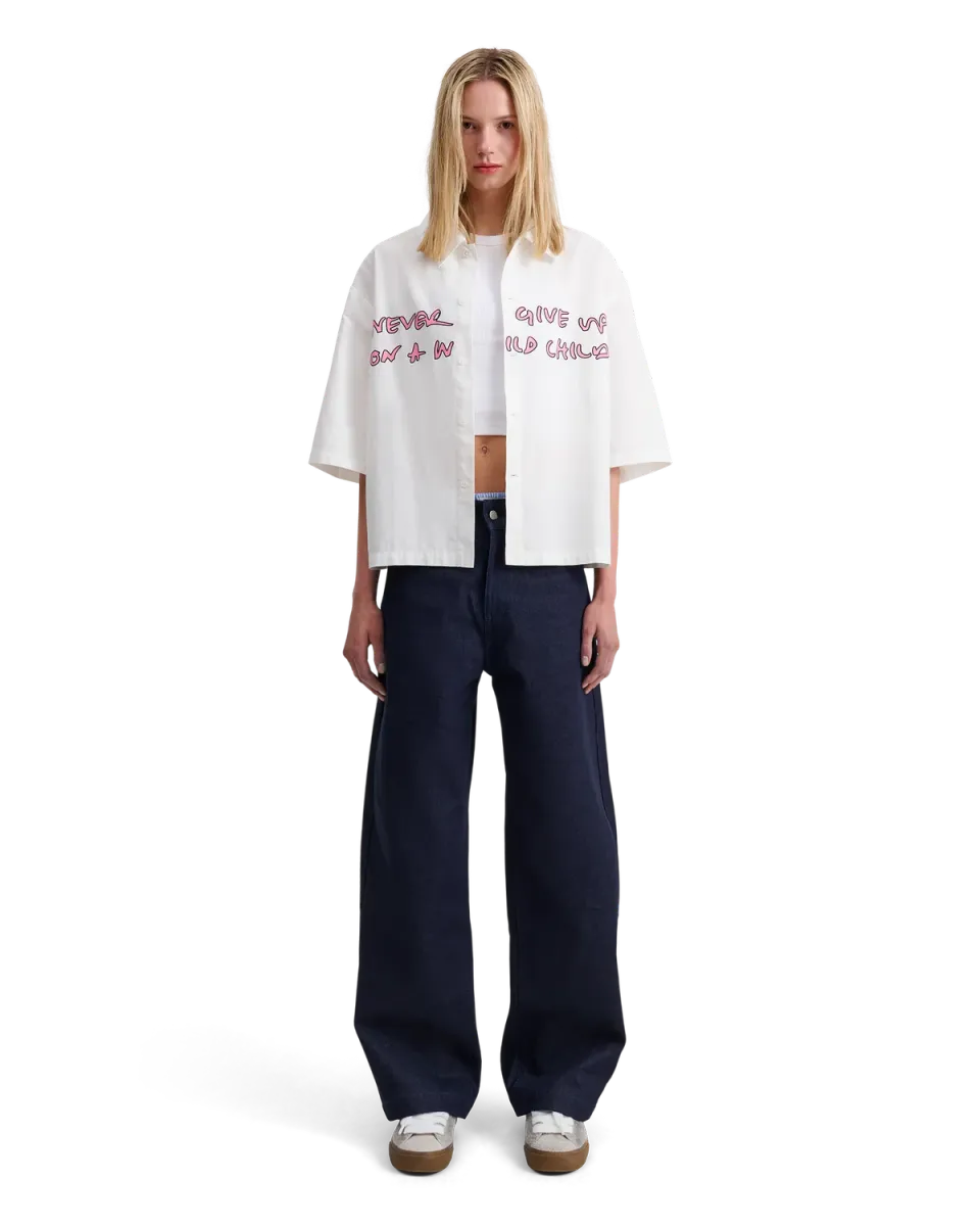 Alis Theotis cropped skjorte off white print