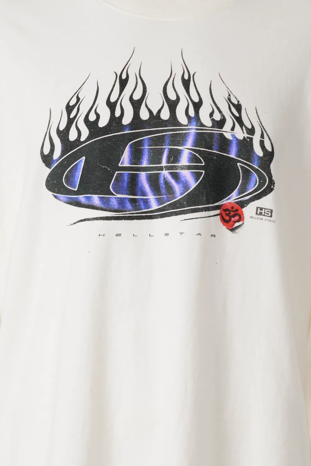 Hellstar Blue Flame longsleeve hvid bomuld