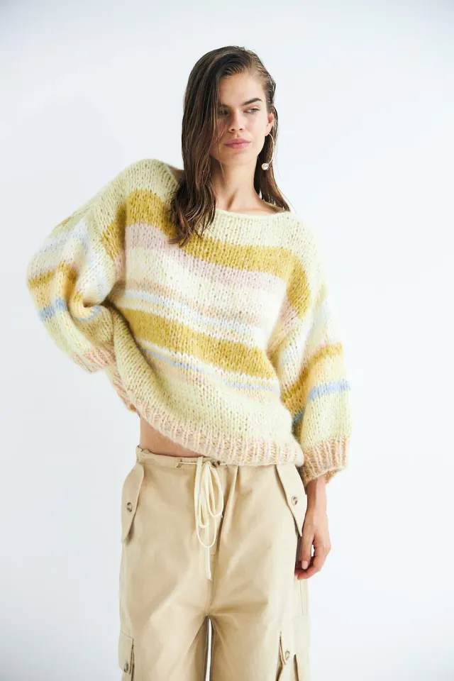 DAWNXDARE Lola 217 Yellow pullover stribet mohair