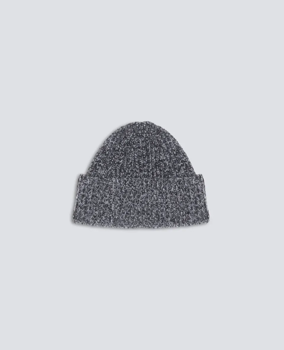Aspesi Ribbed Wool Beanie hue grå mouliné